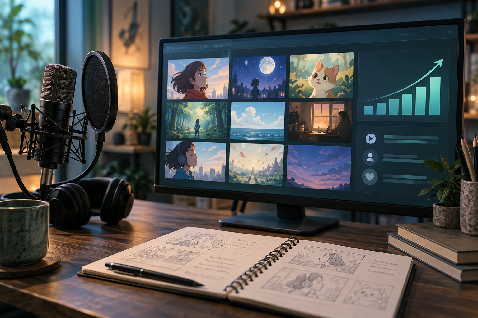 アニメーションチャンネルの収益化をイメージした制作画面